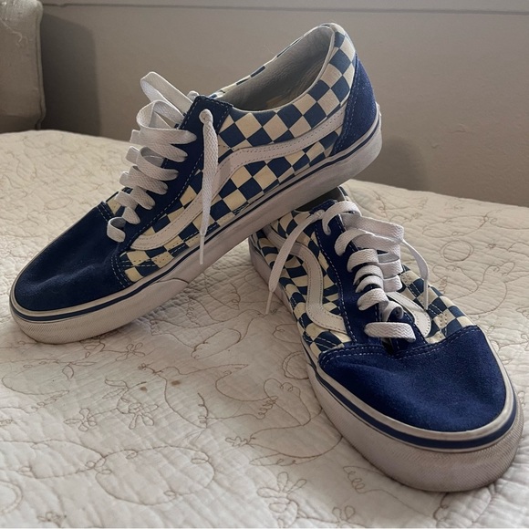 Vans Old Skool Blue Checkerboard Lace Up Women’s 11 Men’s 9.5 - Picture 2 of 11